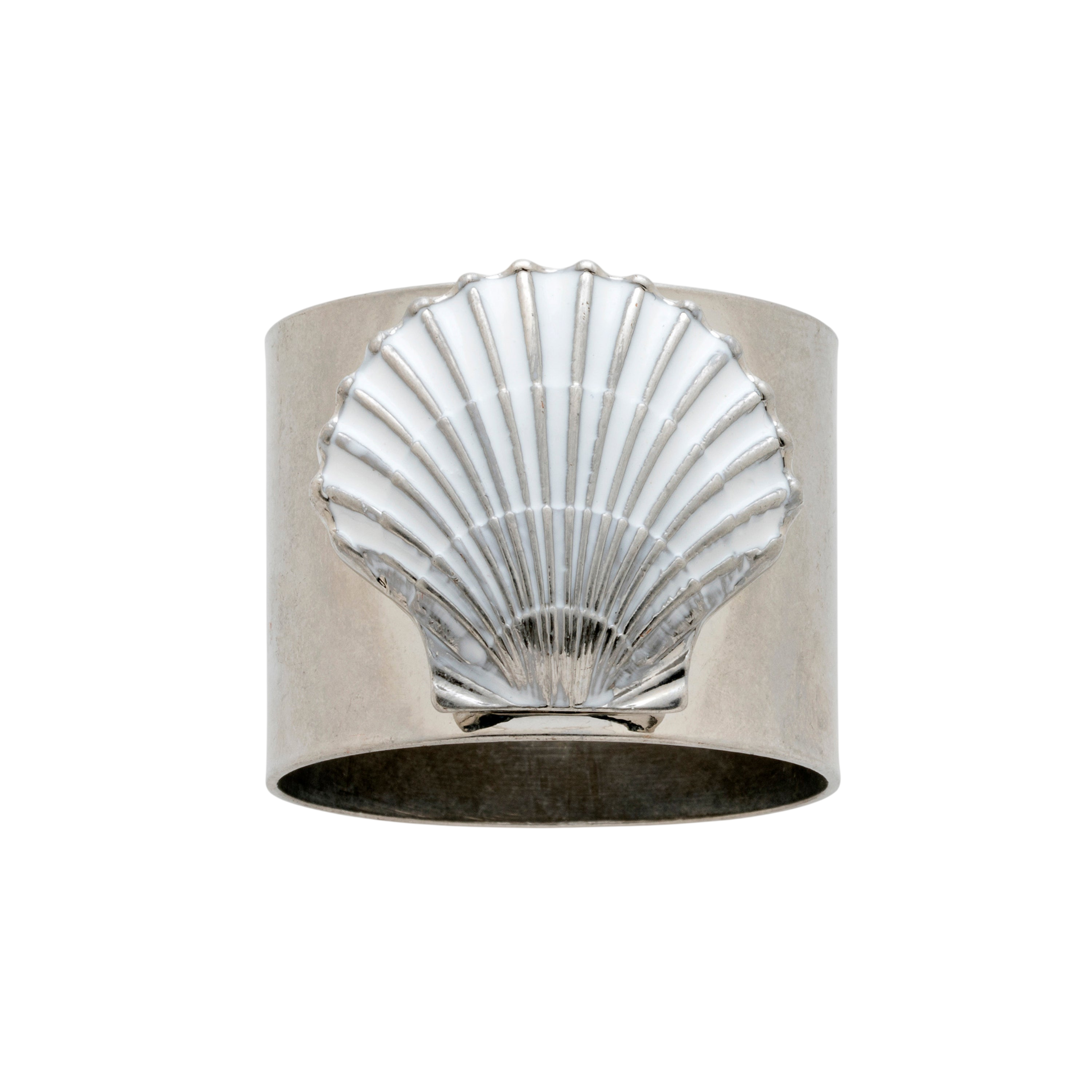 Painted Shell Napkin Rings - White (Set of 2)