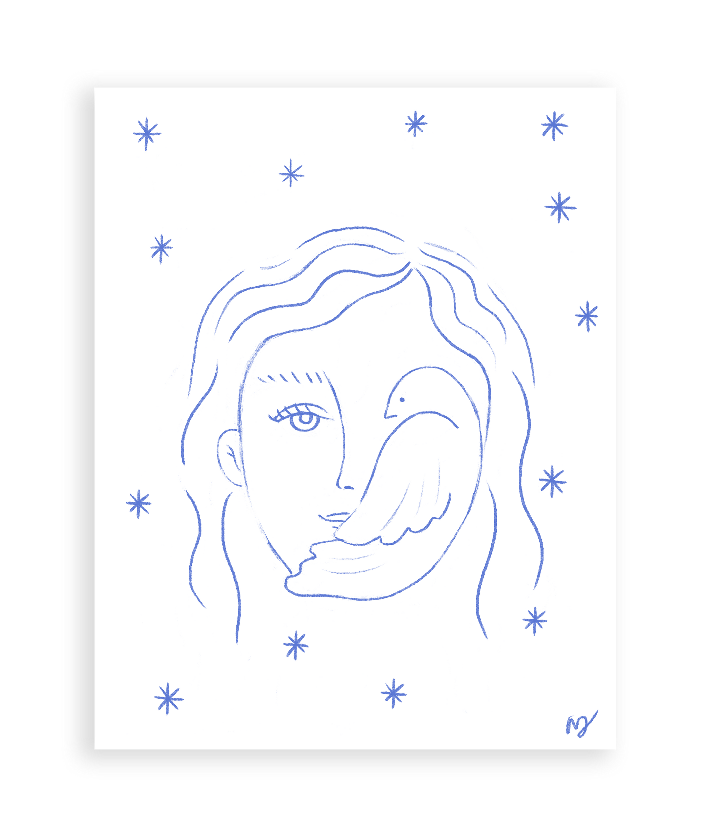 Woman & Dove Art Print
