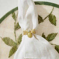 Etched Wing Bug Skinny Napkin Rings - Lemon Jasper (Set of 4)