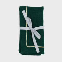 Gold Trim Dinner Napkins - Hunter Green (Set of 2)