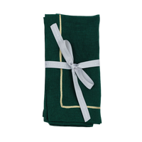 Gold Trim Dinner Napkins - Hunter Green (Set of 2)