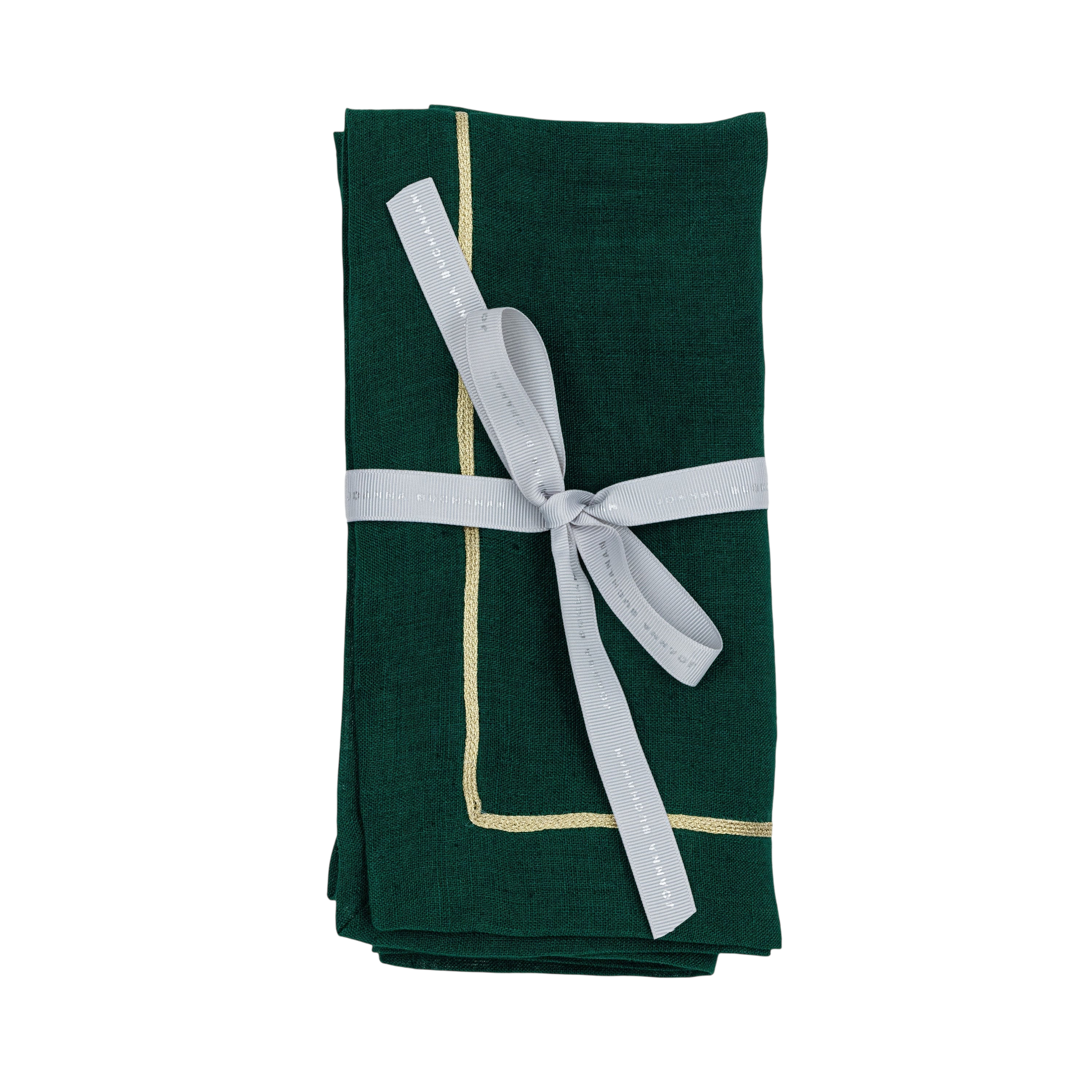 Gold Trim Dinner Napkins - Hunter Green (Set of 2)