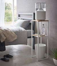 Two-Tier Display & Storage Shelf (31.5" H)  - Steel + Wood