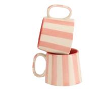 Ceramic Stripe Coffee Cup - Pink (Set of 2)