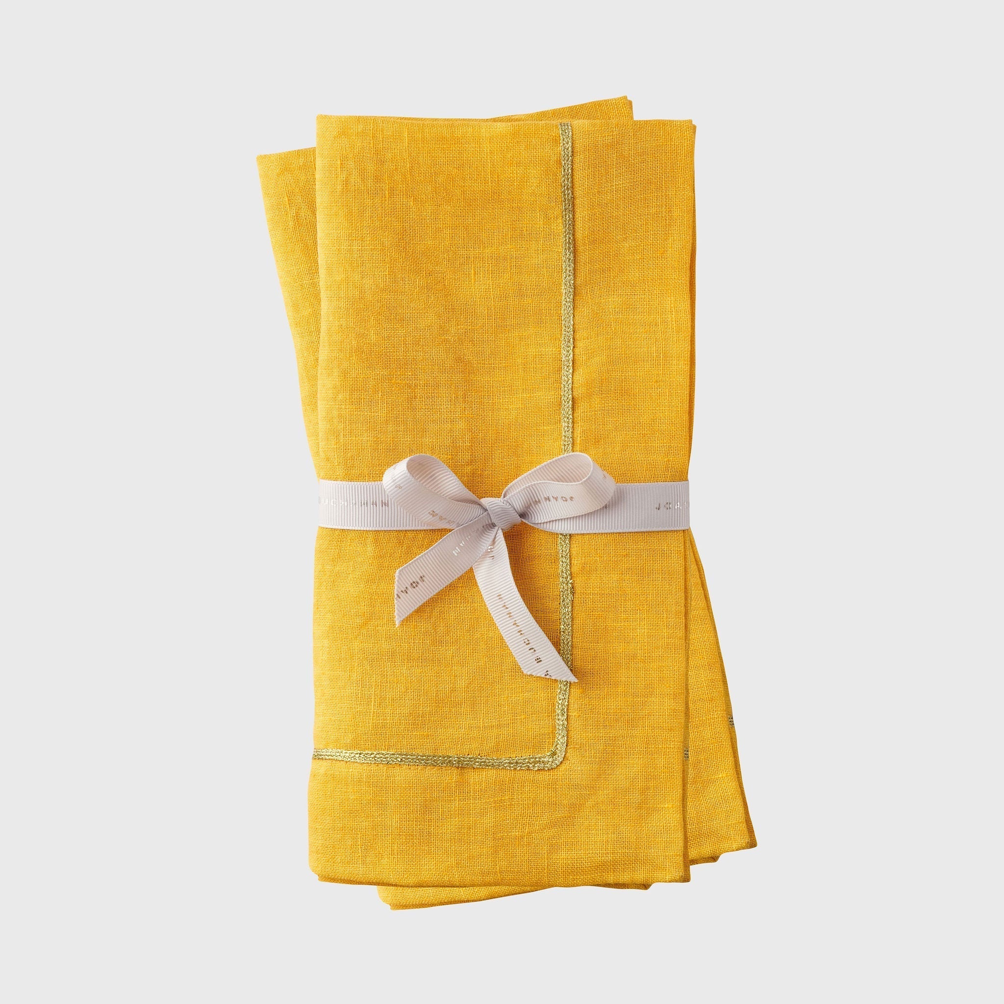 Gold Trim Dinner Napkins - Yellow (Set of 2)