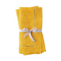 Gold Trim Dinner Napkins - Yellow (Set of 2)