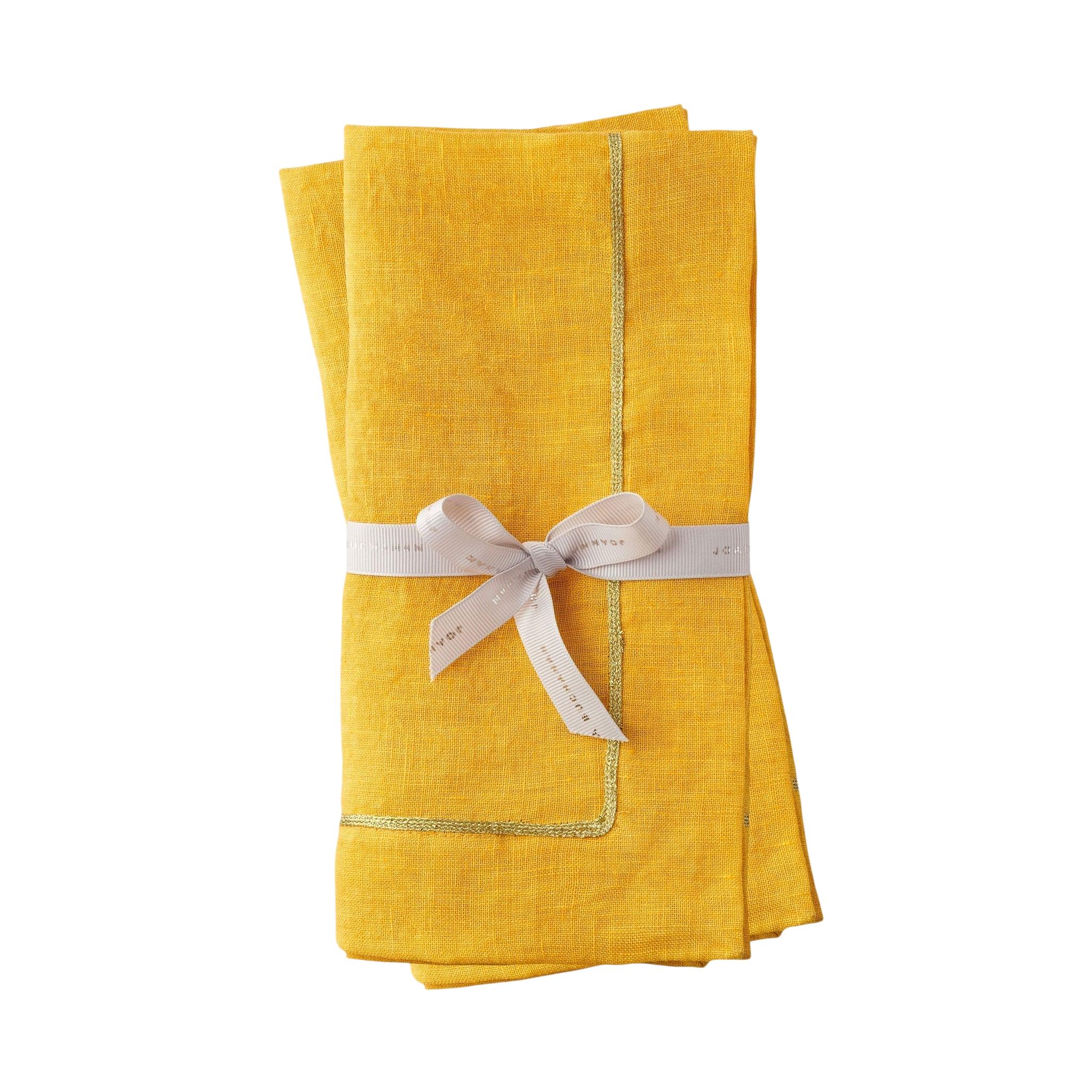 Gold Trim Dinner Napkins - Yellow (Set of 2)