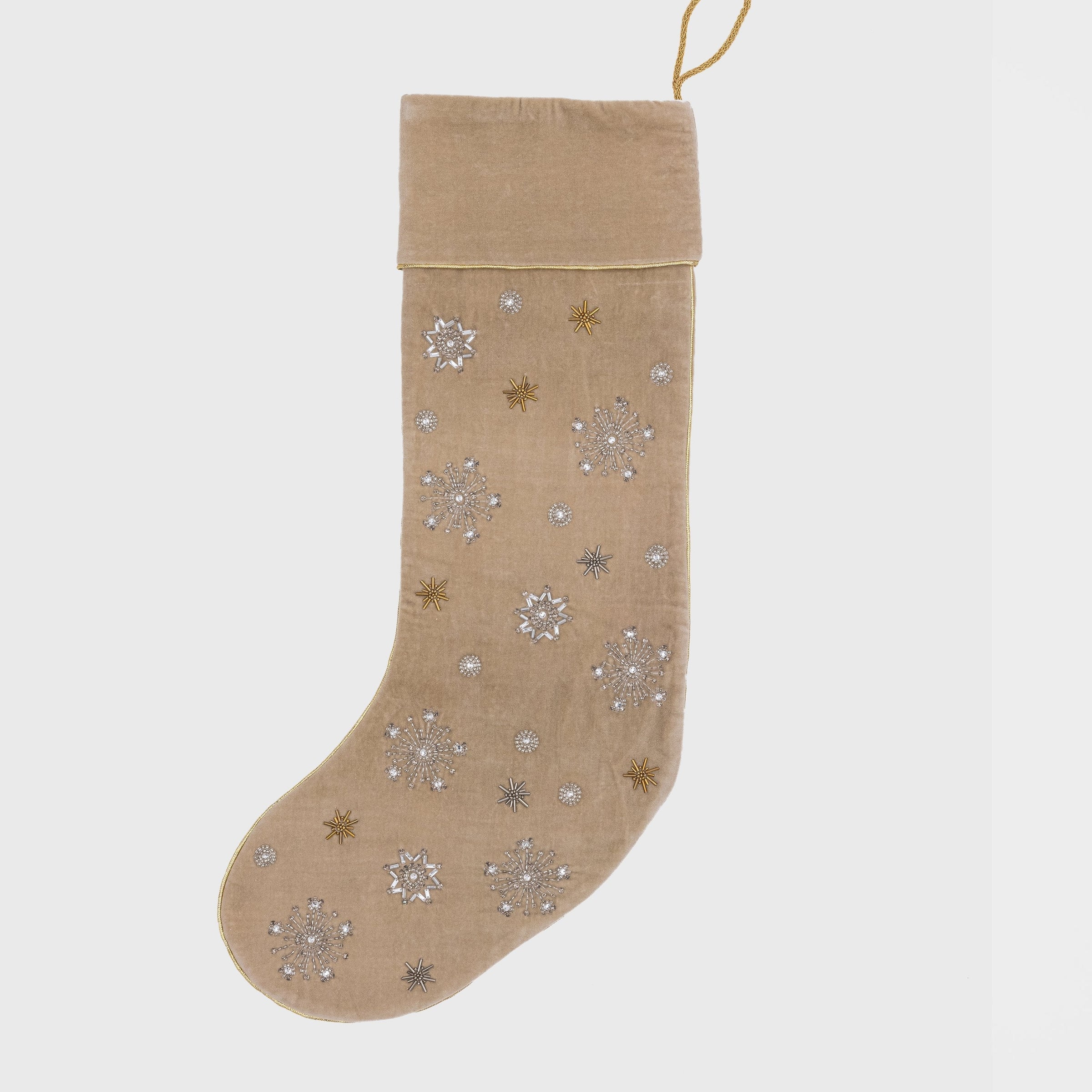 Snowflake Stocking - Taupe (XL)