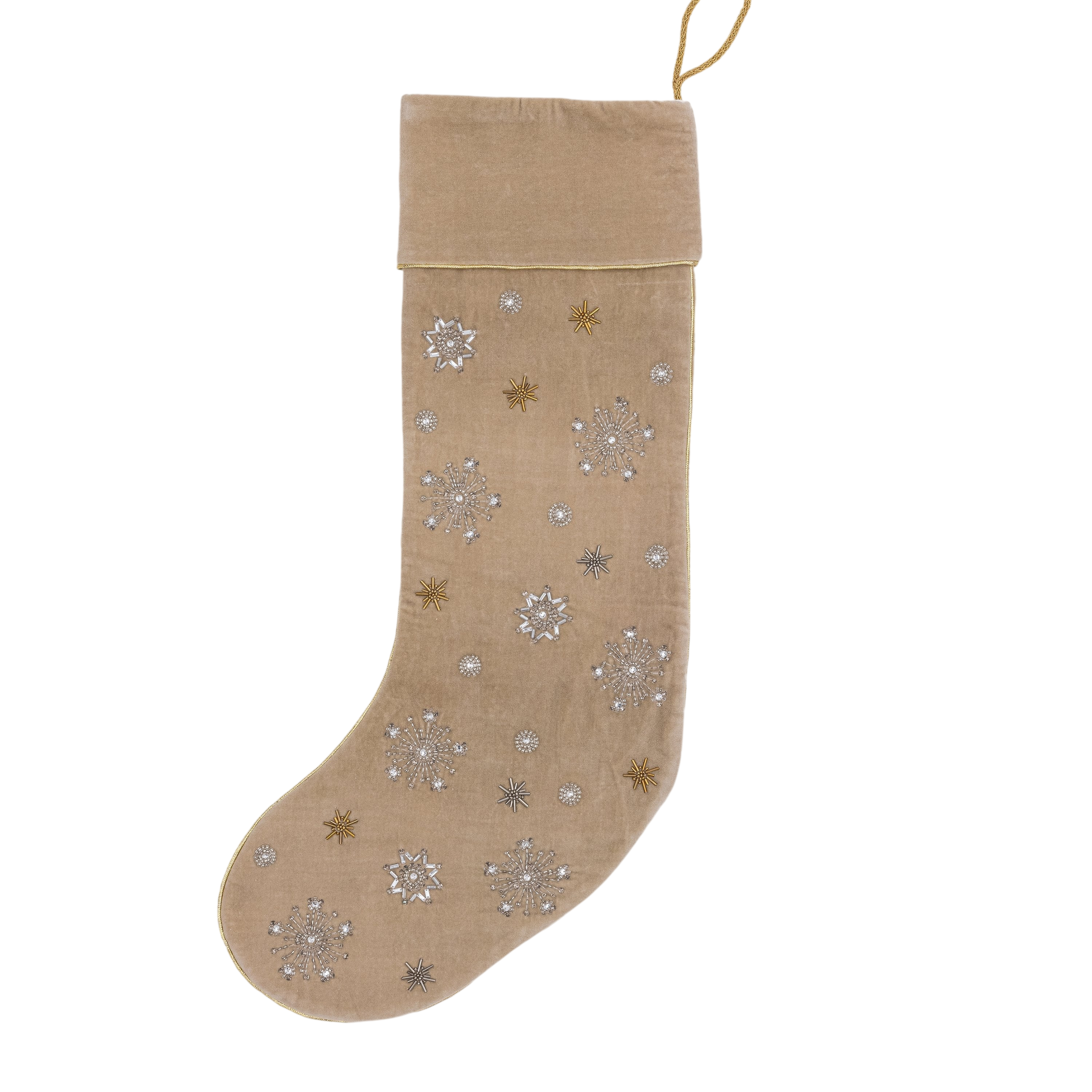 Snowflake Stocking - Taupe (XL)