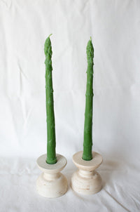 ASPARAGUS TAPER BEESWAX CANDLES PAIR