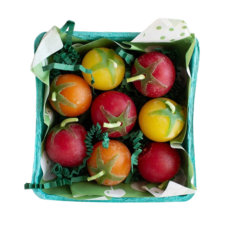 Beeswax Cherry Tomato Birthday Candles (Set of 8)