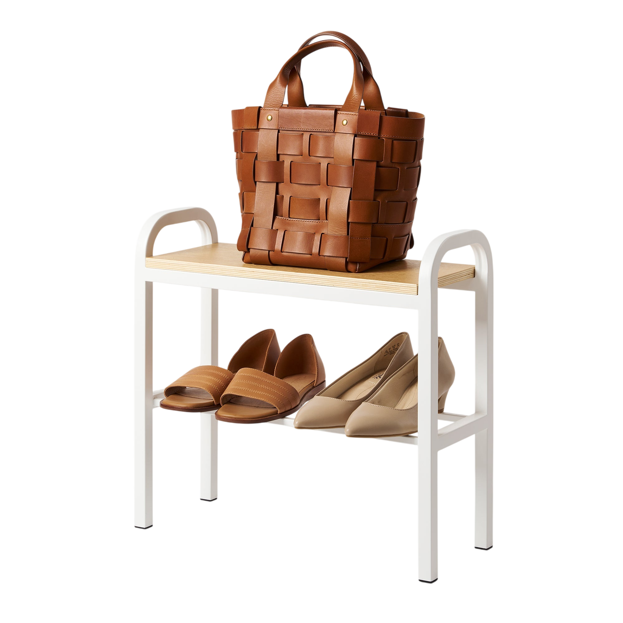 Shoe Organizer & Bench (18" H)  - Steel + Wood