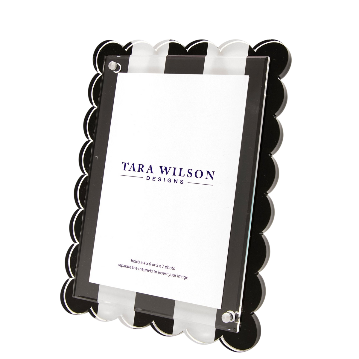 Black & White Stripe Acrylic Scallop Frame
