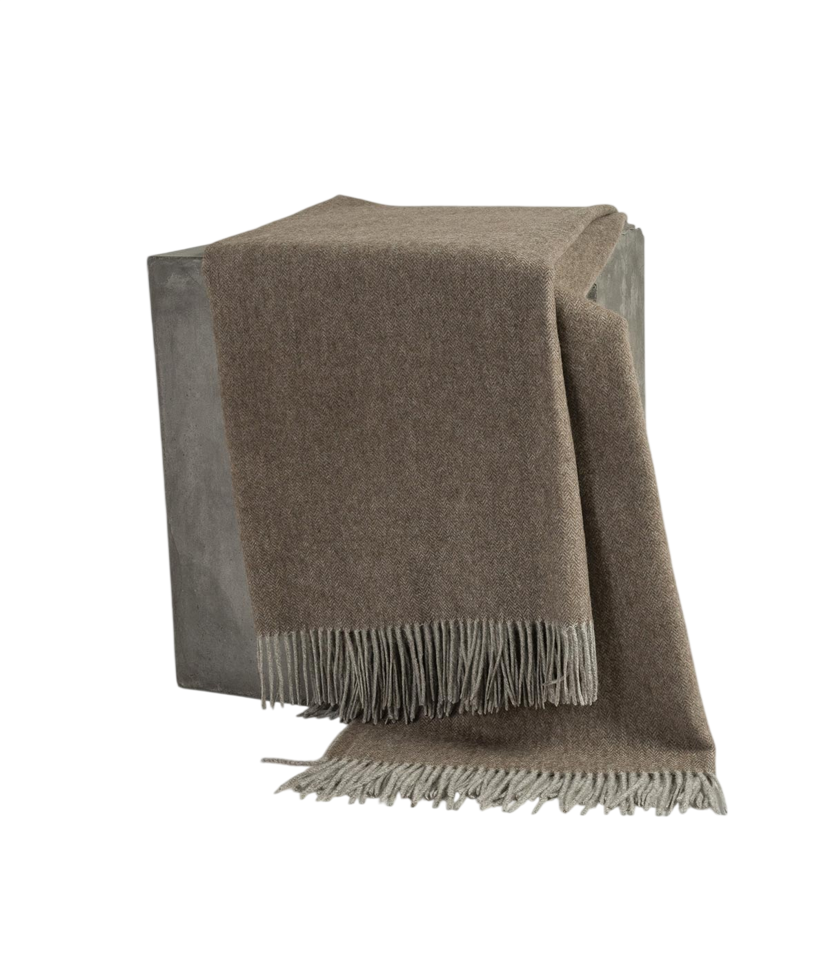 Cappuccino Herringbone Woven Yak Down Throw