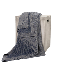 Cobalt and Platinum Yak Down Beehive Knit Throw
