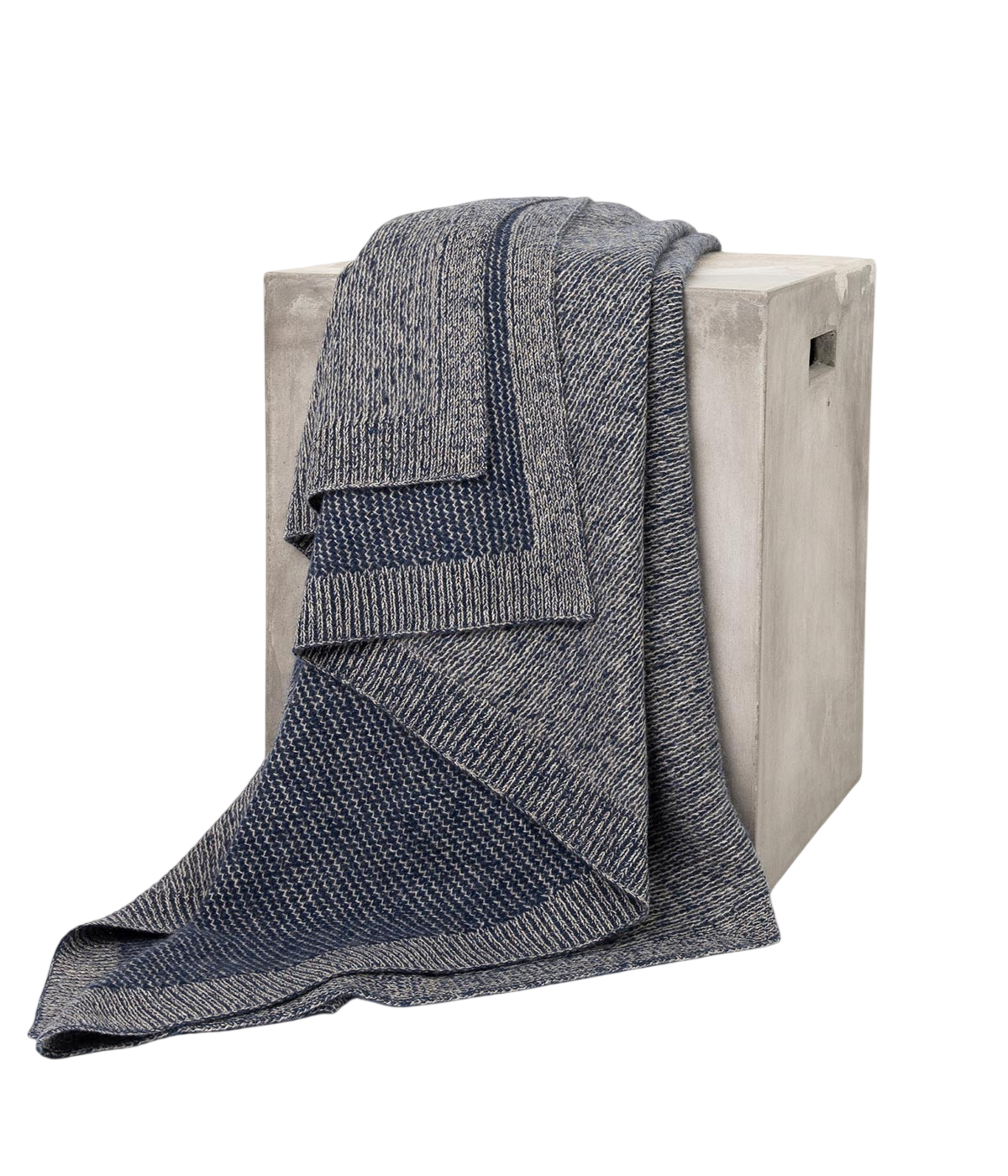 Cobalt and Platinum Yak Down Beehive Knit Throw