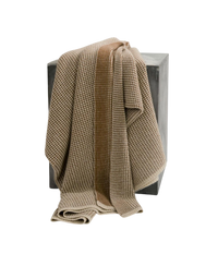Linen and Cognac Waffle Knit Cashmere Throw