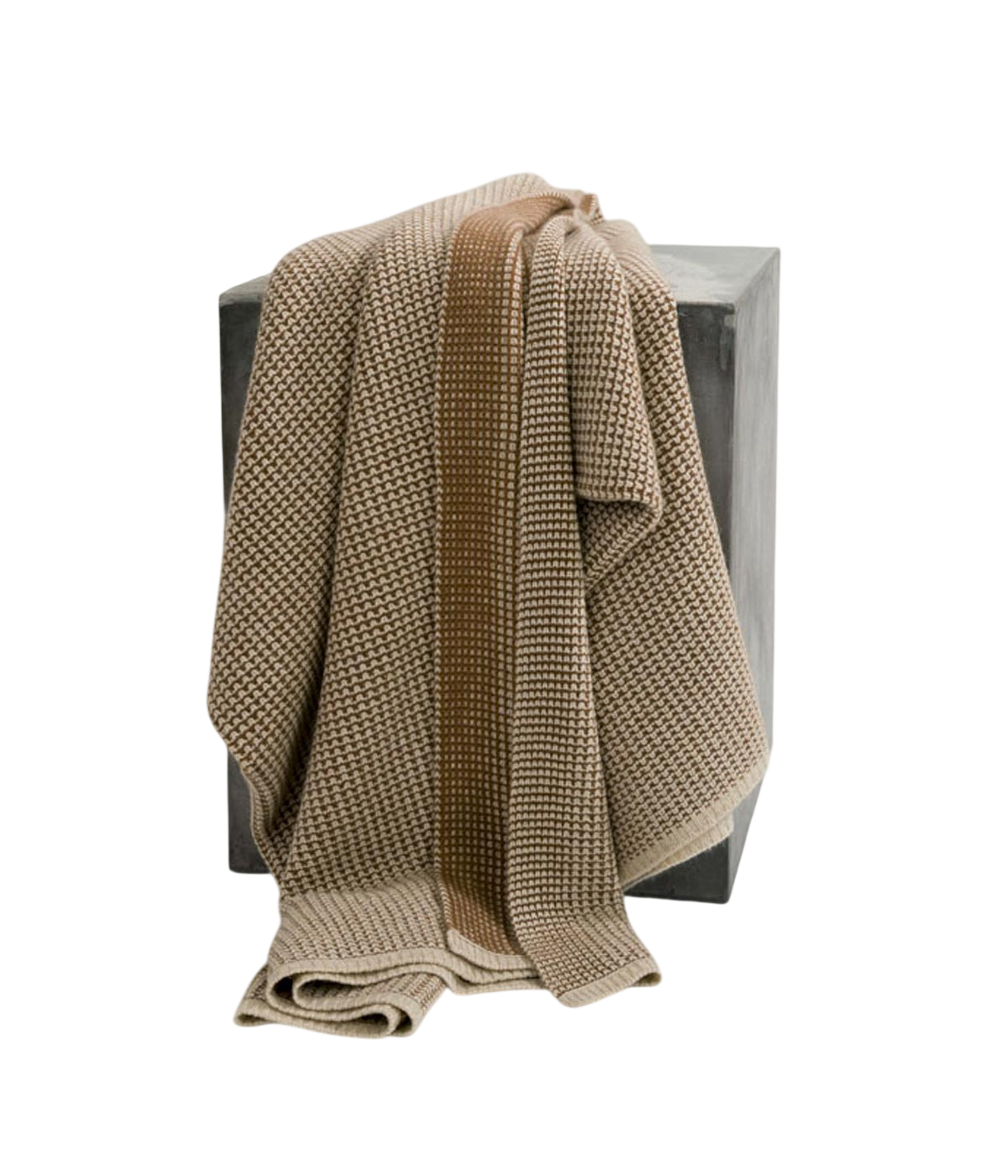 Linen and Cognac Waffle Knit Cashmere Throw