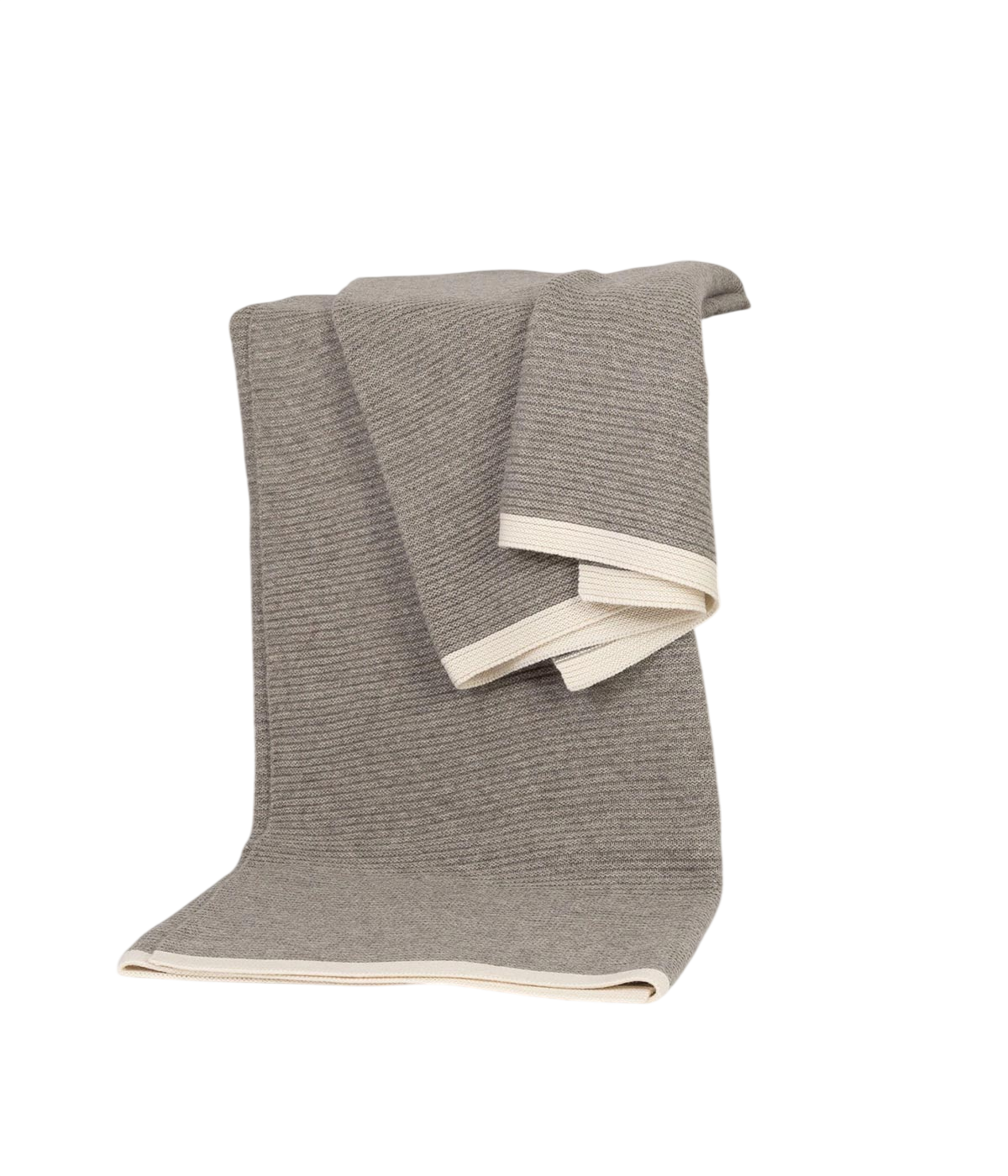 Platinum and White Ribbed Knit Yak Down Throw