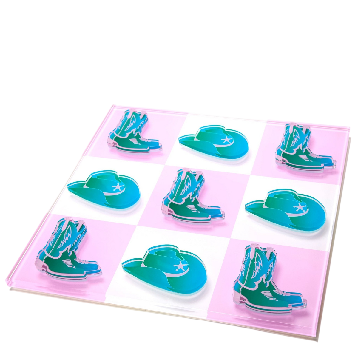 Blue Cowboy Hat & Boot Acrylic Tic Tac Toe