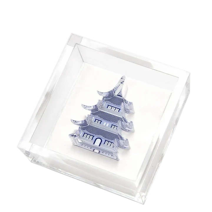 Blue Pagoda Acrylic Cocktail Napkin Holder