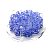 Blue Toile Acrylic Scallop Drink Coasters