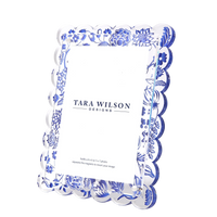 Blue Toile Acrylic Scallop Frame