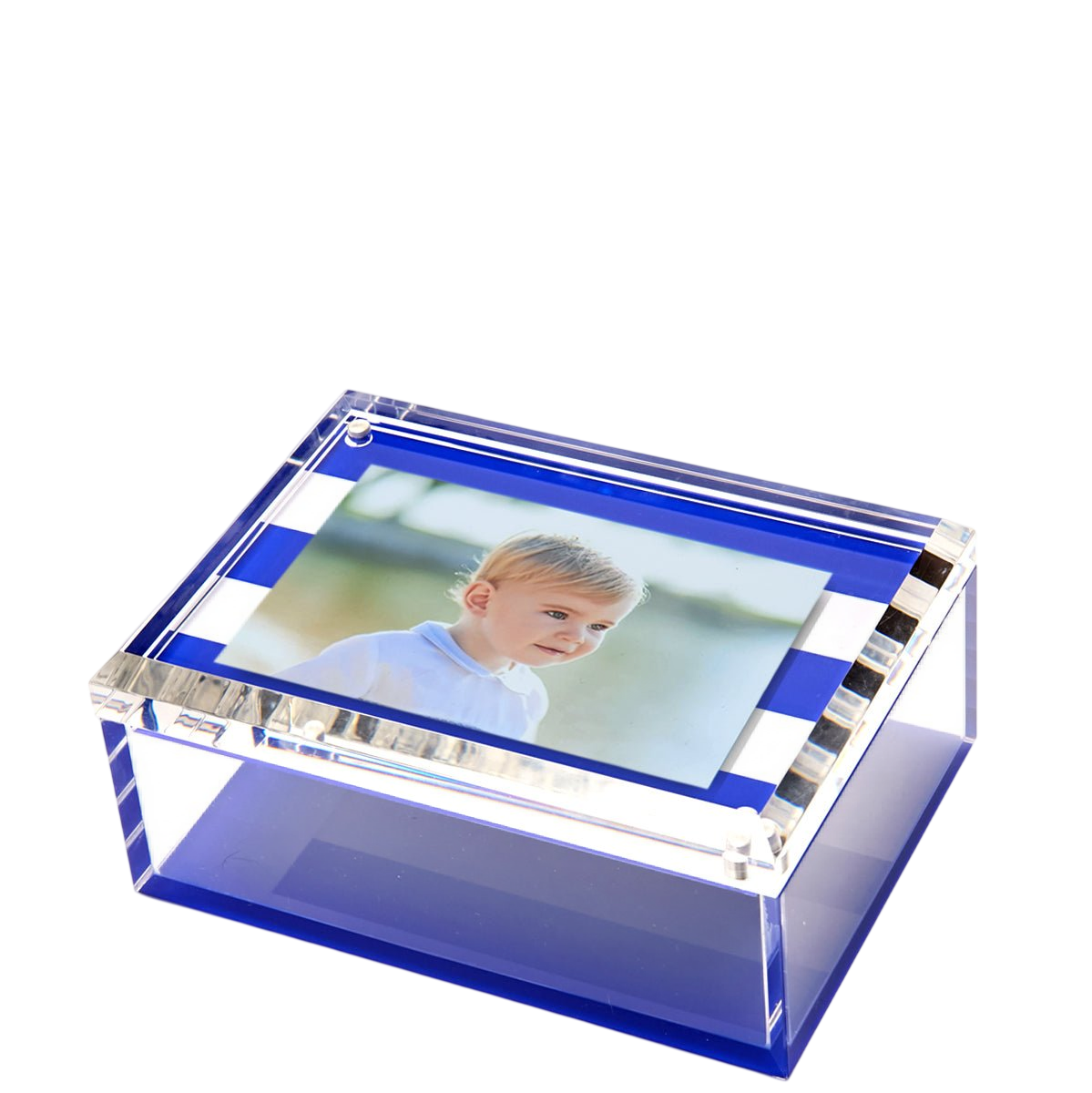 Blue & White Stripe Acrylic 5" x 7" Photo Box