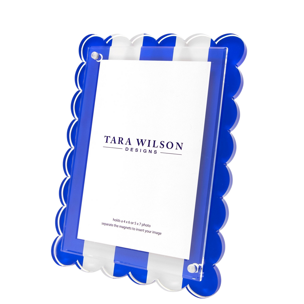Blue & White Stripe Acrylic Scallop Frame