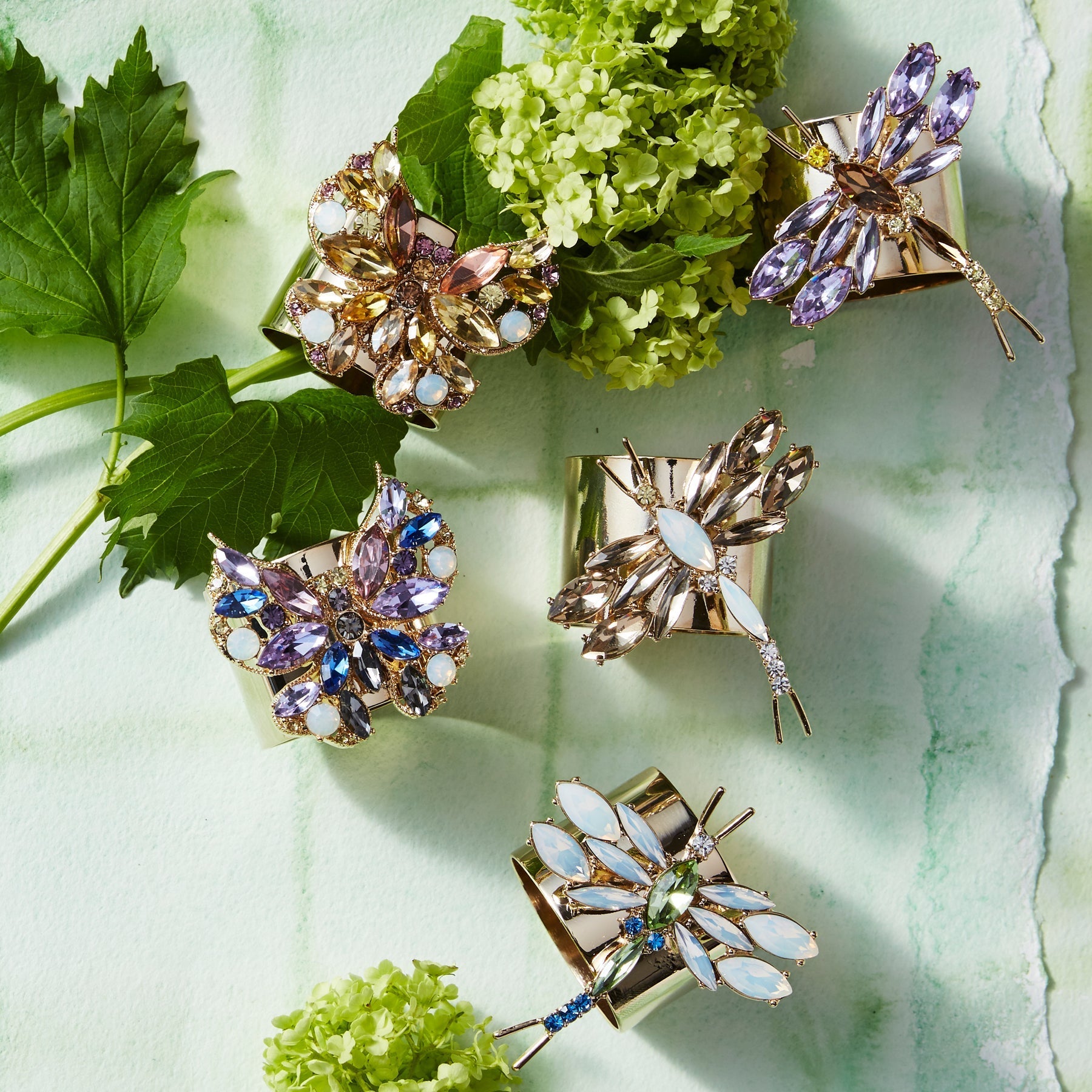 Jeweled Butterfly Napkin Rings - Blue (Set of 2)