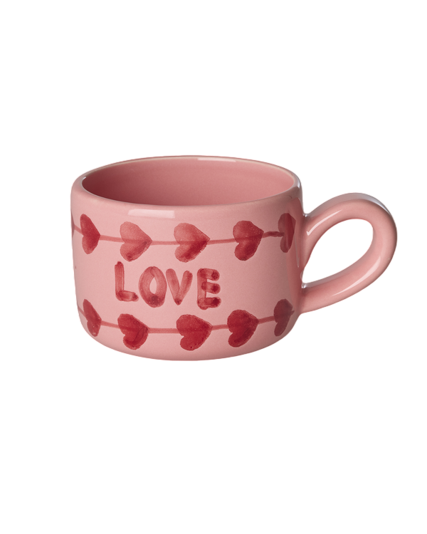 Ceramic Cappuccino Cup with Hand Painted Love - 6.7 oz