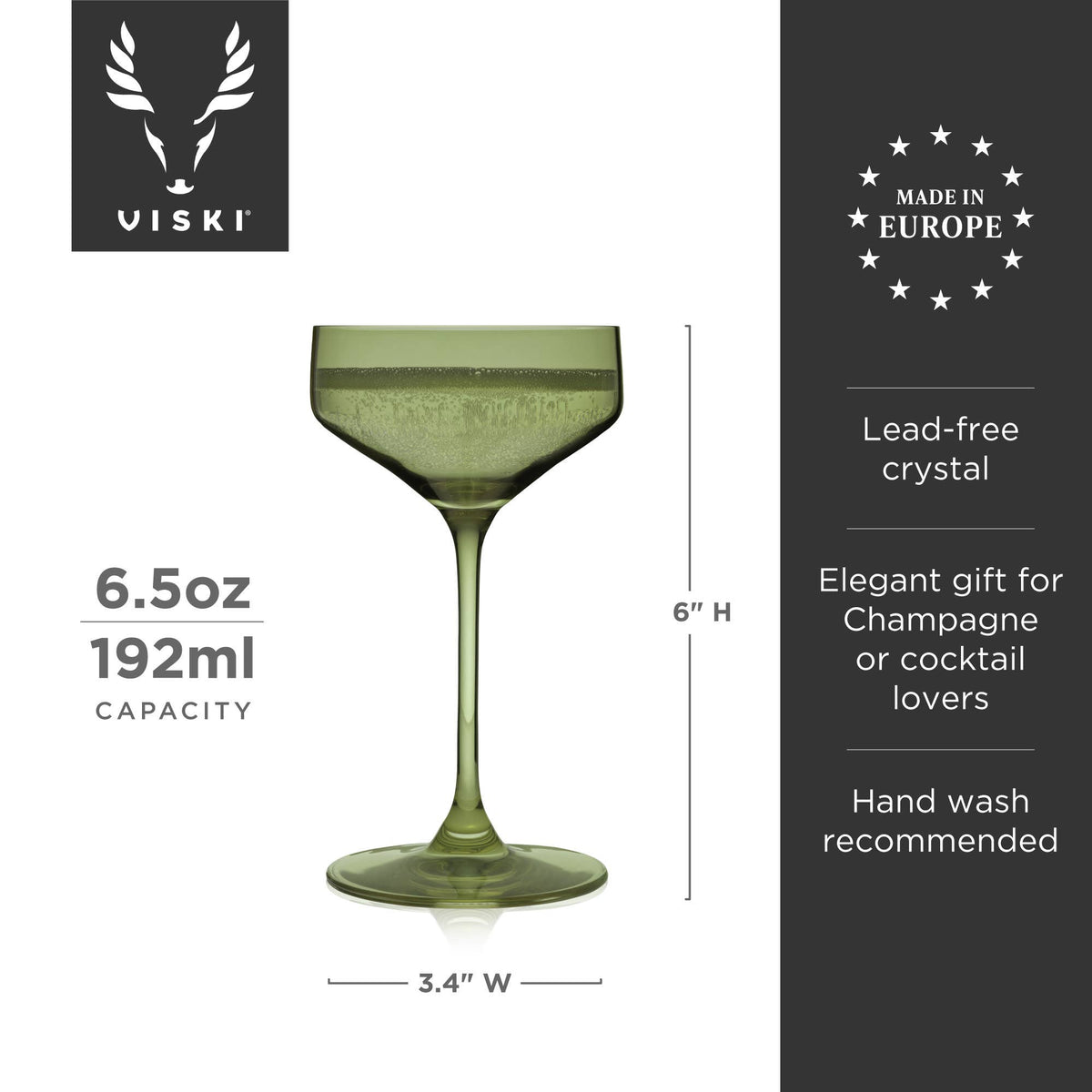 Reserve Nouveau European Crystal Coupes in Sage Set of 2