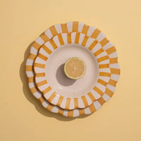 Handpainted Stripe Ceramic Salad Plate - Yellow (Set of 2)