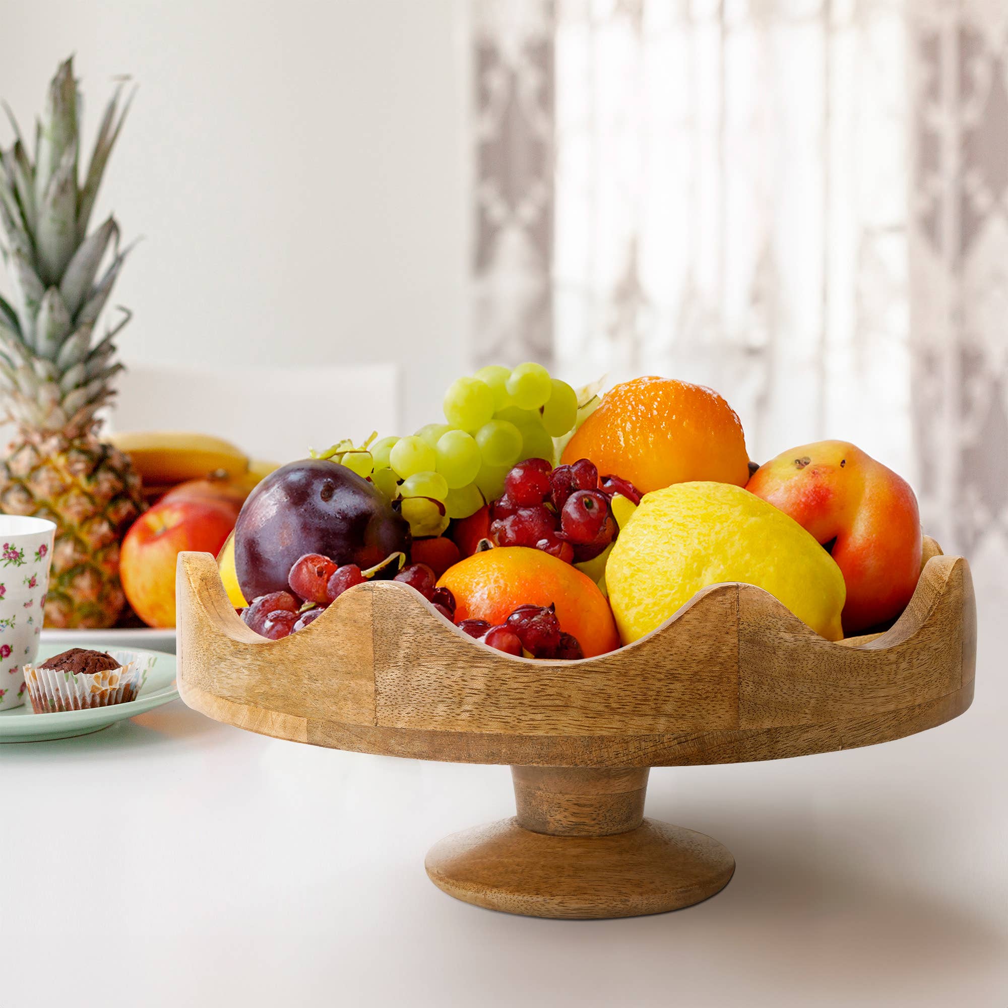 Mela Artisans Scalloped Pedestal Fruit Stand