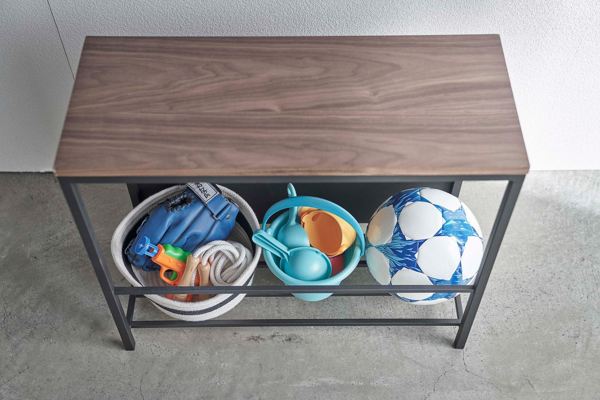Entryway Storage Organizer & Bench (18" H)  - Steel + Wood