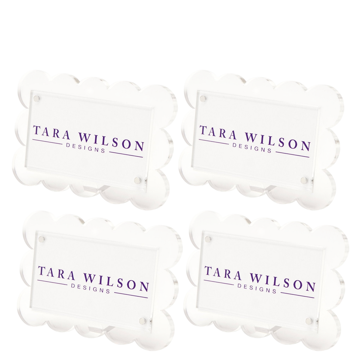 Clear Acrylic Scallop Place Card Holder (Set of 4)