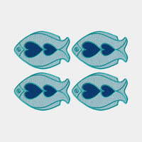 Octaevo Cocktail Coasters - Fish Light Blue (Set of 4)