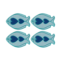 Octaevo Cocktail Coasters - Fish Light Blue (Set of 4)