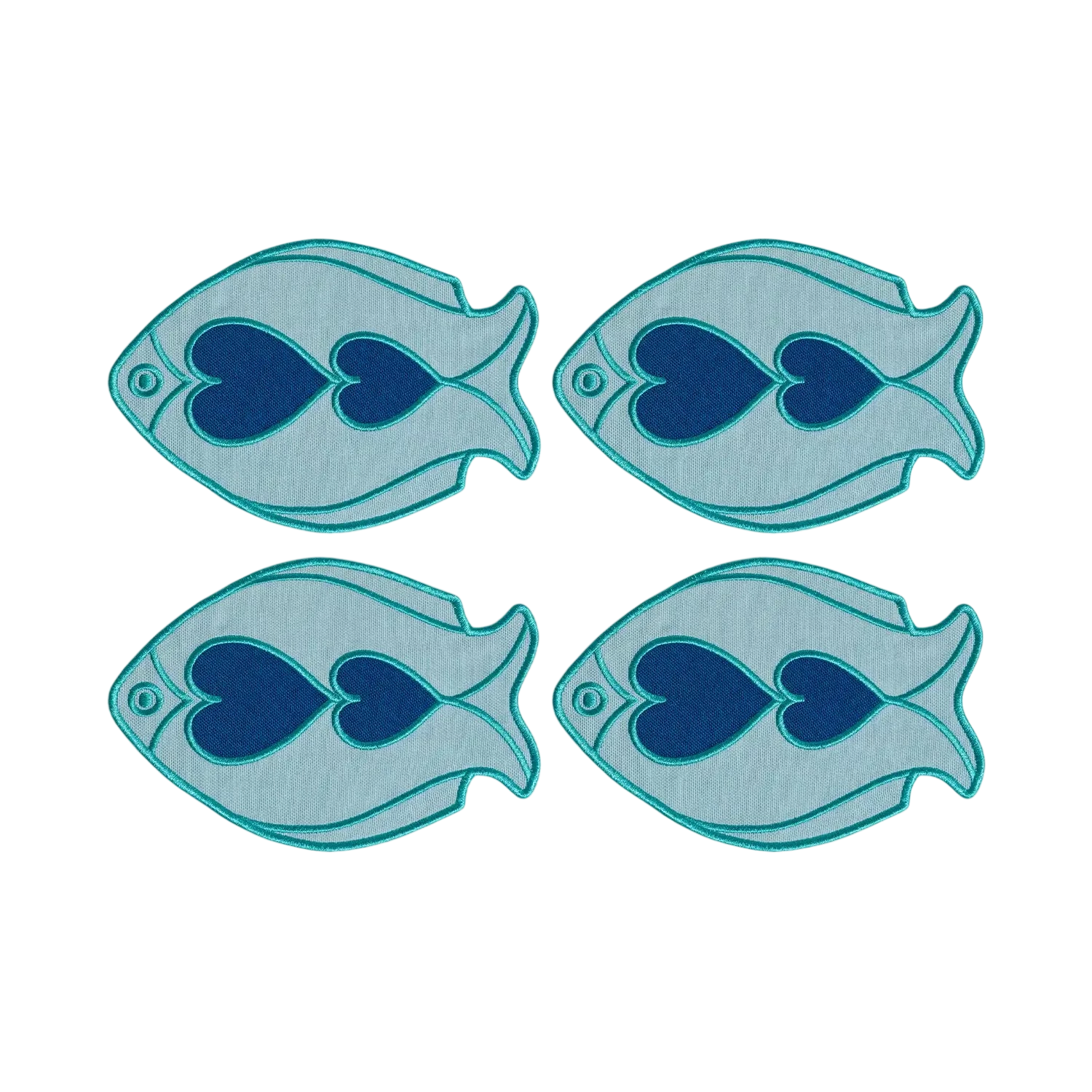 Octaevo Cocktail Coasters - Fish Light Blue (Set of 4)