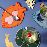 Octaevo Cocktail Coasters - Fish Orange (Set of 4)