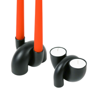 Macaroni 2-in-1 Candleholder - Tapers & Tealights - Black