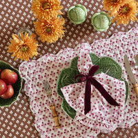 Constance Chocolate Round Tablecloth with Ruffle