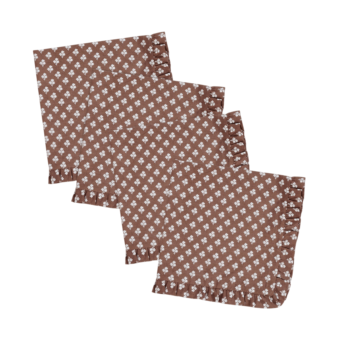 Constance Chocolate Ruffled Dinner Napkins - Set of 4