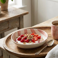 Ceramic Stripe Bowl - Pink (Set of 2)
