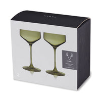 Reserve Nouveau European Crystal Coupes in Sage Set of 2