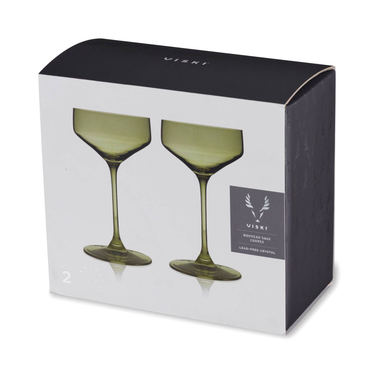 Reserve Nouveau European Crystal Coupes in Sage Set of 2