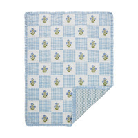 Dorothy Blue Embroidered Quilted Throw Blanket