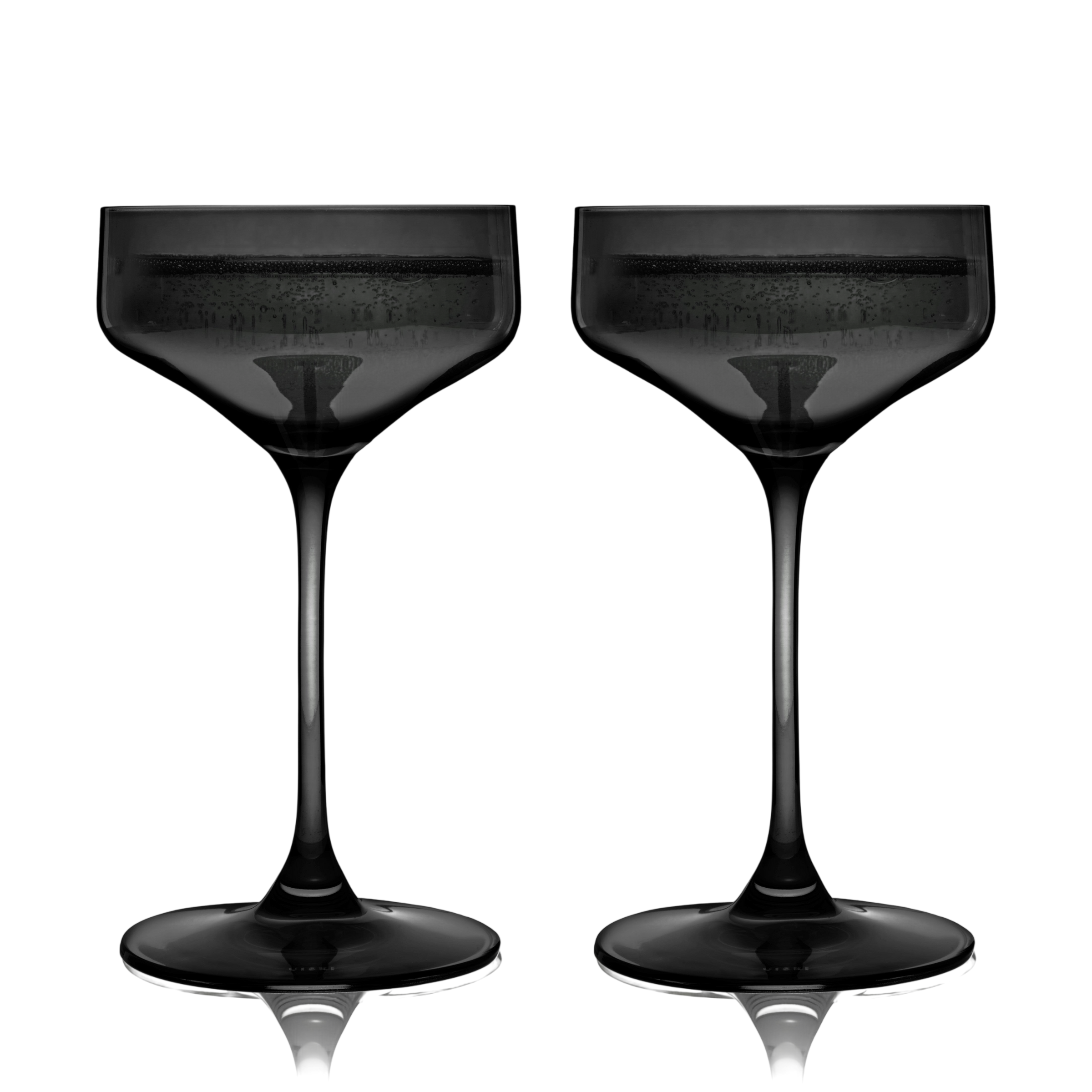 Reserve Nouveau Crystal Coupe Glasses in Smoke Set of 2
