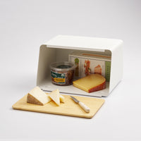 Bread Box with Cutting Board Lid - Steel + Wood