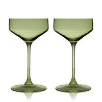 Reserve Nouveau European Crystal Coupes in Sage Set of 2